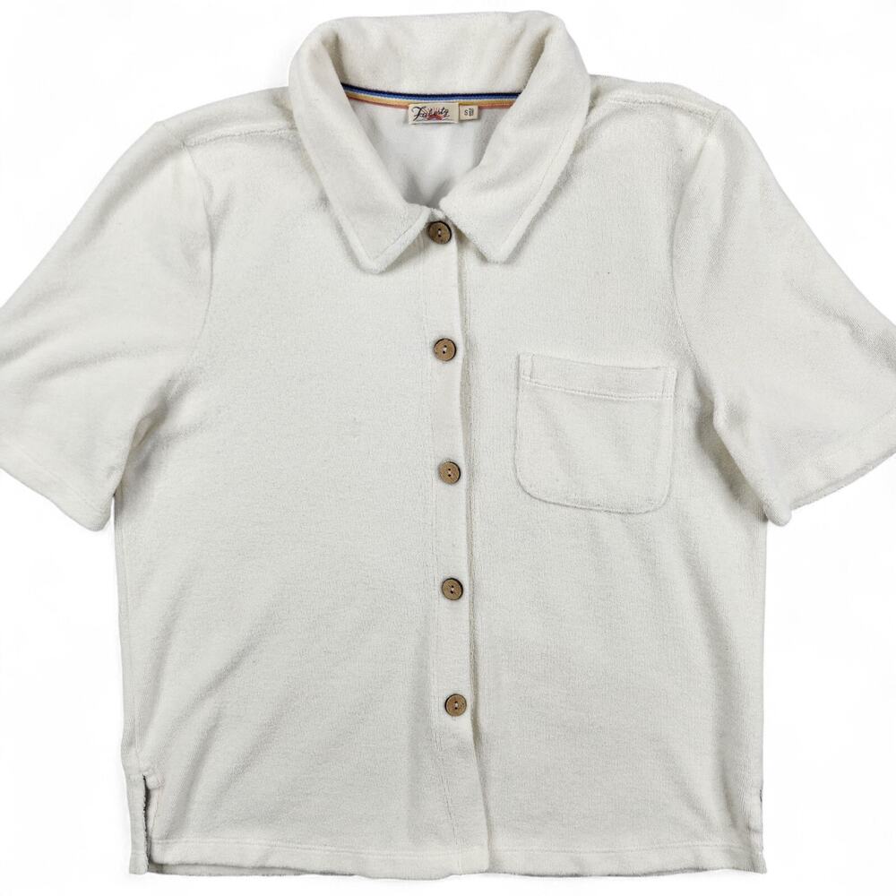 Faherty Surfs Up Top Women's Small Egret (Off-White) Terrycloth Short Sleeve